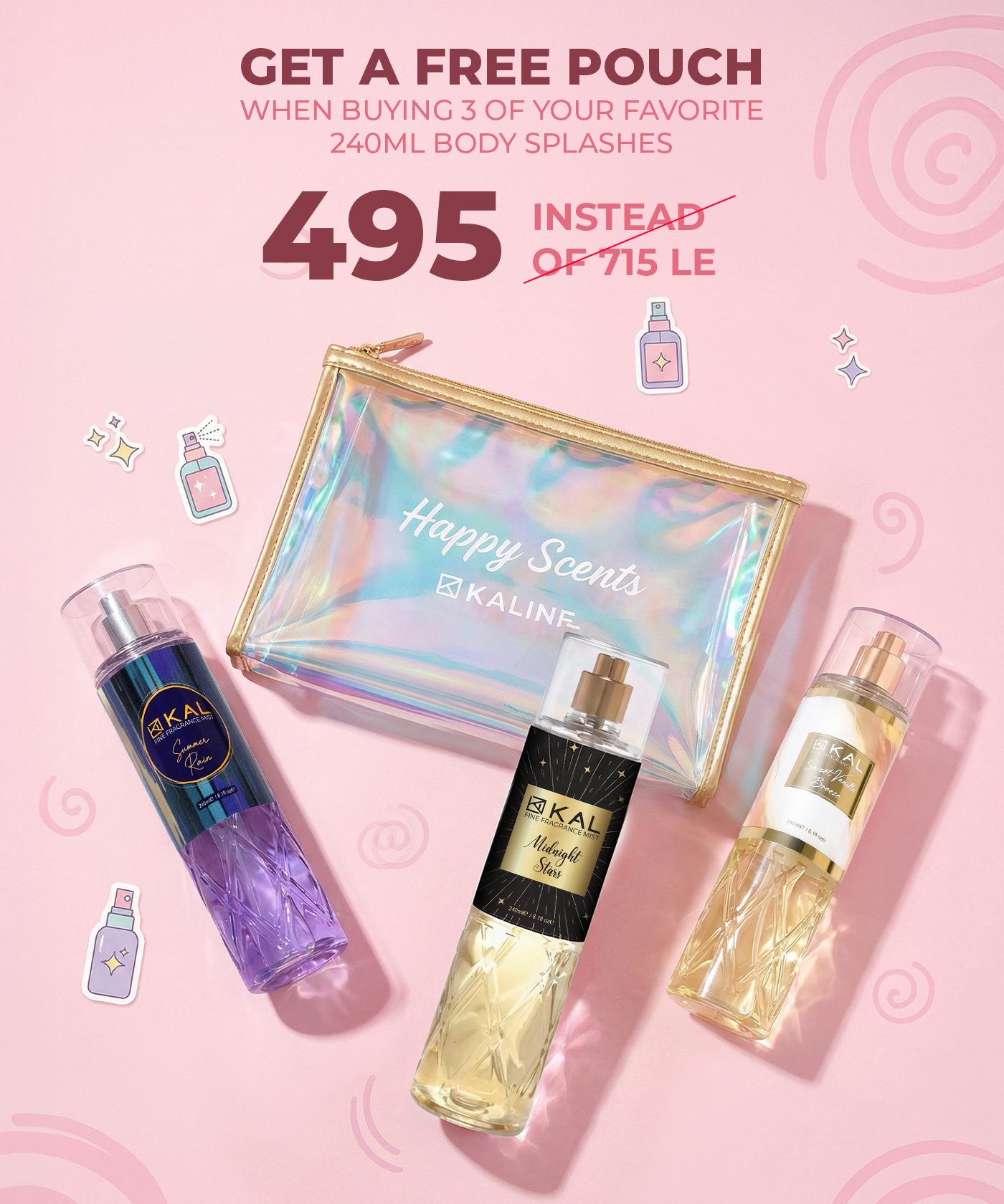 Sweet Vanilla Breeze, Midnight Stars & Summer Rain free Pouch bundle