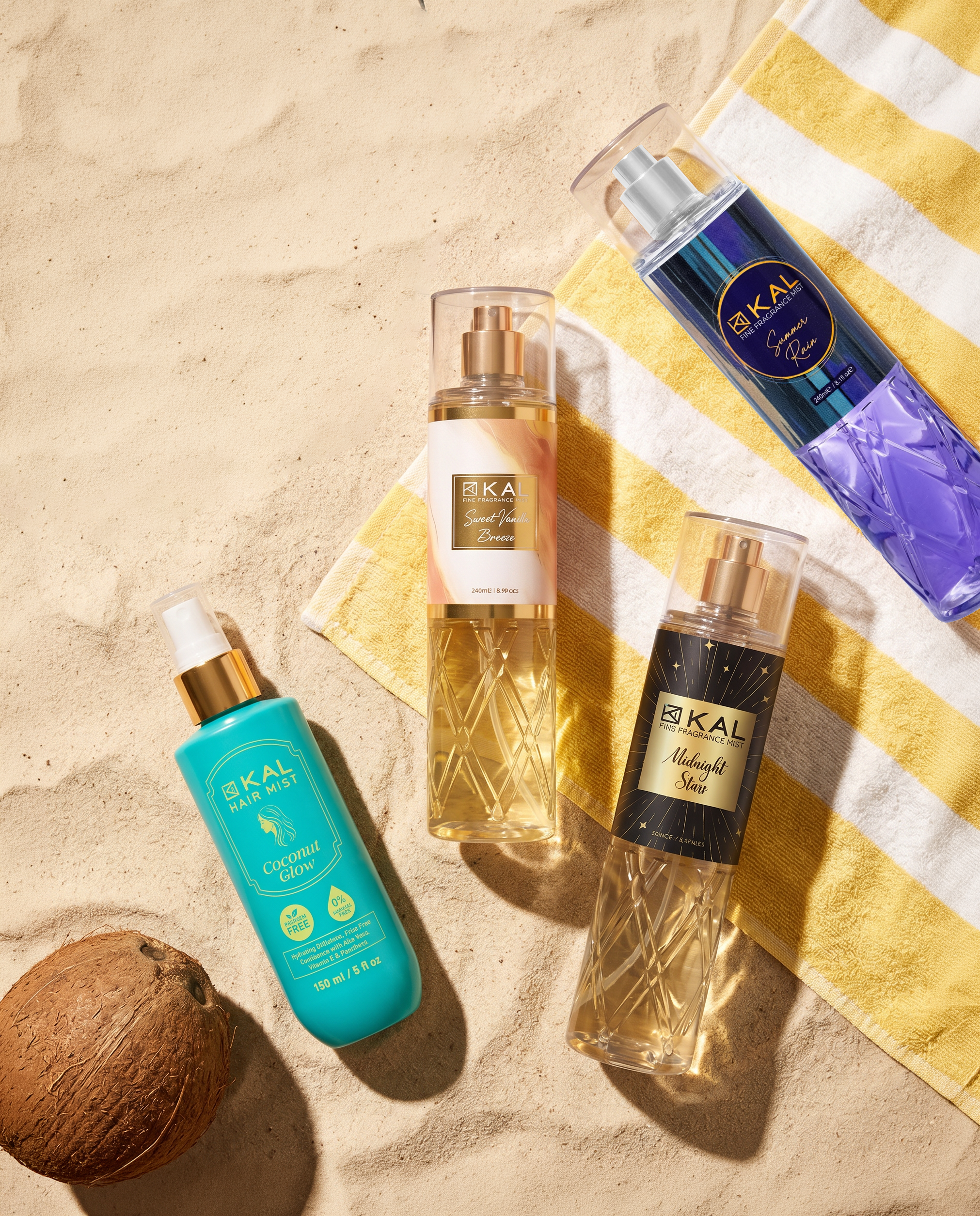 Buy Sweet vanilla Breeze & Midnight Stars &Summer Rain and Get 1 Free New Coconut Glow Hair Mist