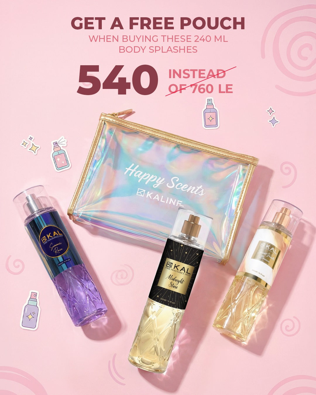 Sweet Vanilla Breeze, Midnight Stars & Summer Rain free Pouch bundle